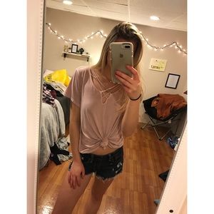 Mauve Strappy Detail Staple Top